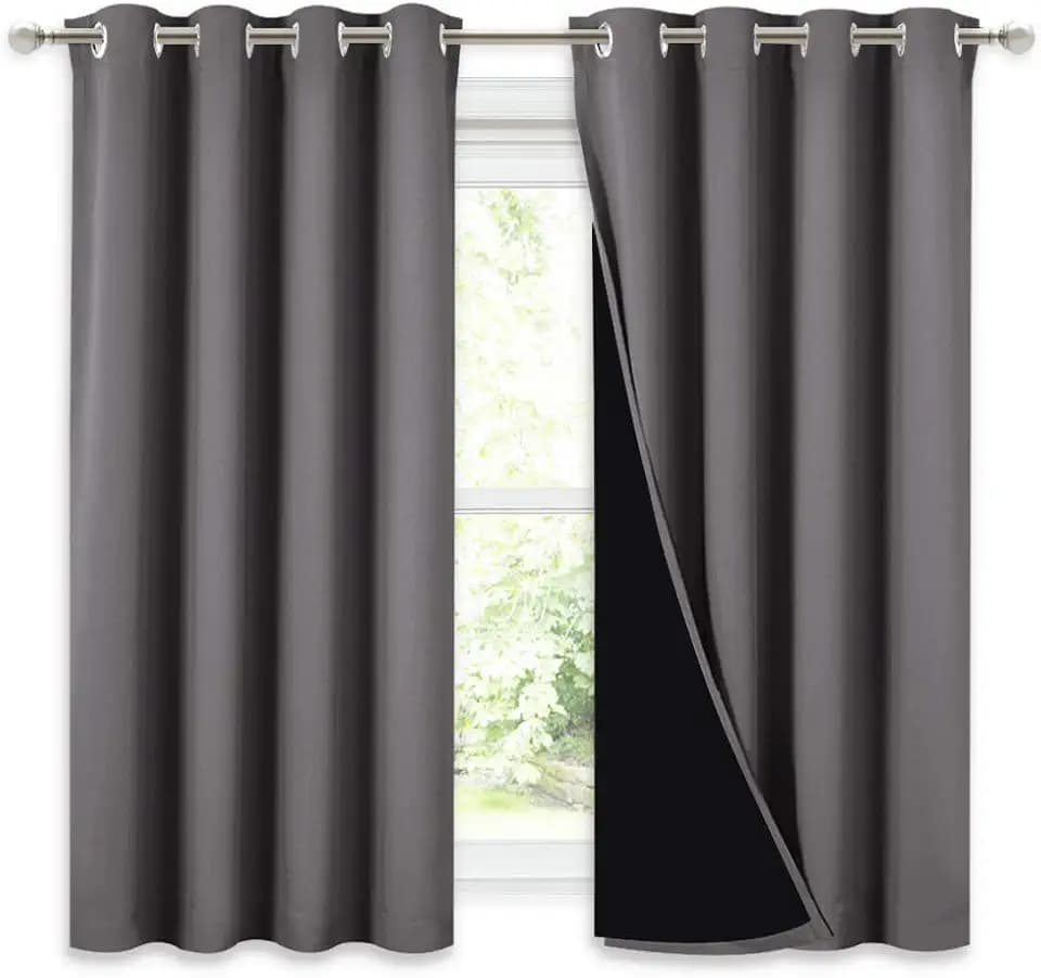 NICETOWN Grey Blackout Curtains for Dining Room 52" w x 54" L 2 Panels