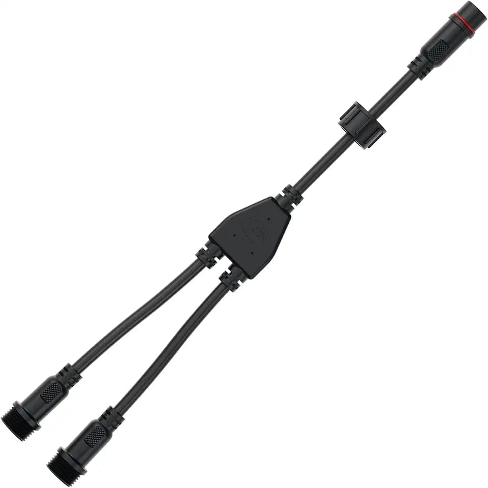 BTF-LIGHTING 3 Core 3Pin Big Size IP65 Y Shape 1 Male Divided 2 Female Splitter Connector Black Plastics 0.75mm²/18AWG 22mm Nut 1 PCS