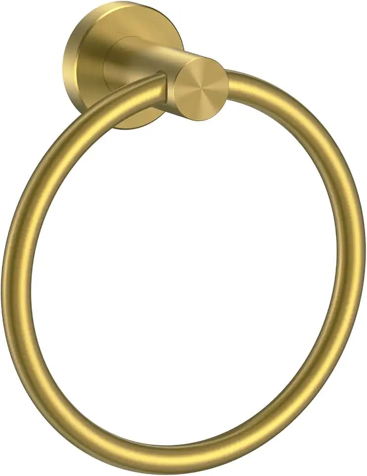 FORIOUS Towel Ring, SUS304 Stainless Steel Hand Towel Holder, Brushed Gold