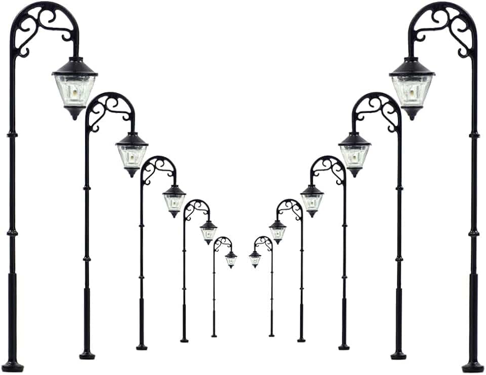 LYM55 10pcs Model Railway Lamppost Lamps HO Scale 63mm or 2.48inch Street Lgihts LEDs