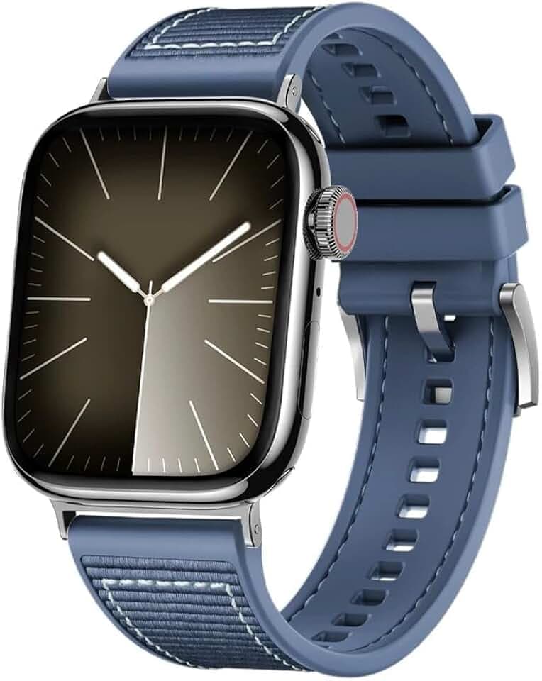 Klassisches Stoff-/Silikonarmband mit Edelstahlschnalle - kompatibel mit Apple Watch Ultra/Ultra 2/Ultra 3/SE/Series 1-11