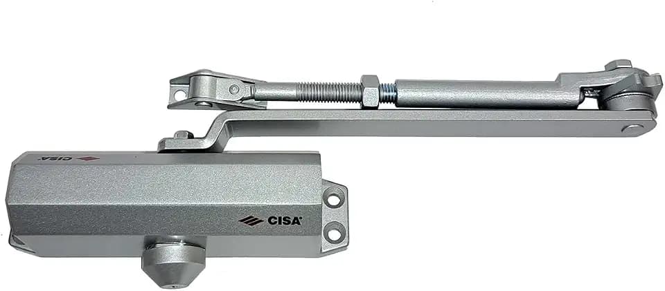 CISA Serie 604 – Türschließer mit Verriegelung 16047103097 – Türschließer mit verstellbarer Schließgeschwindigkeit – Oberfläche Grau Aluminium – für Türen bis 80 kg