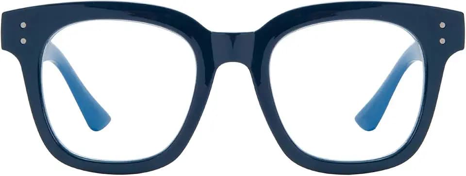 Madison Avenue Blaulichtfilter Brille Damen, Übergroße Computerbrillen zum Spielen, Metallscharnier Blaufilter Brille ohne Sehstärke