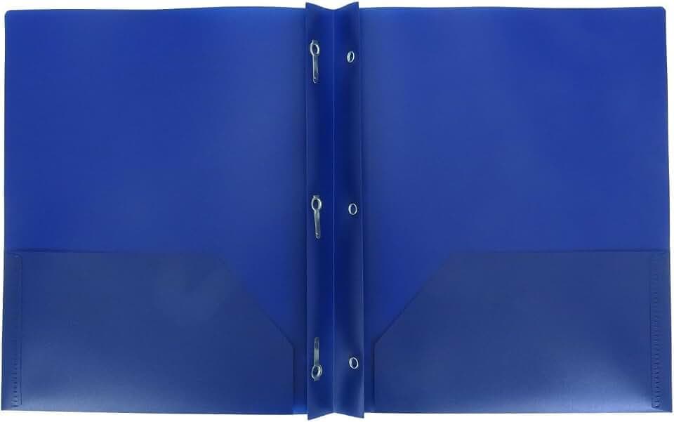Plastic Folder with Prongs 2 Pocket - (Blue)