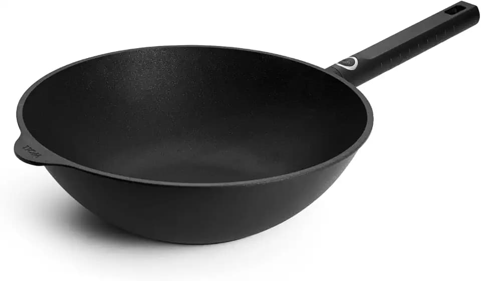 Woll ECO LOGIC WOK 12". Made in Germany. Made from Cast Aluminum + Fixed Handle. PFAS-FREE Diamond QXR Non-Stick Coating