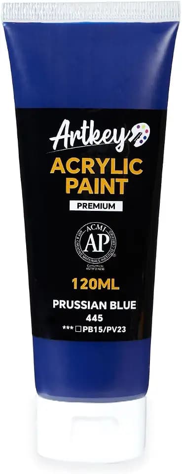 Artkey Acrylic Paint - Prussian Blue (120 ml/4.06 oz) Tubes, Rich & Vibrant Pigments, Professional Artists Acrylic Paints - Art Supplies for Canvas Wood Rock Clay Fabric Ceramics Art Crafts Painting