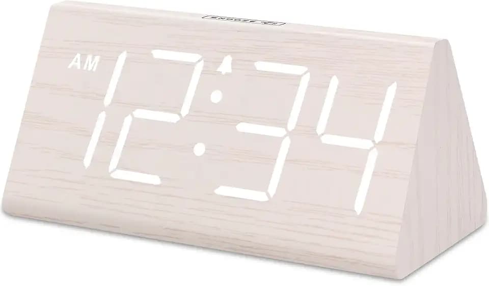 DreamSky Wooden Digital Alarm Clock for Bedrooms with Large Numbers