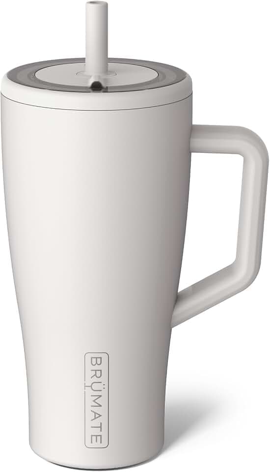 BrüMate Era 30 oz Tumbler with Handle and Straw | 100% Leakproof Insulated Water Bottle Tumbler with Lid and Flexible SoftSip Straw | Made of Stainless Steel | Cup Holder Friendly | 30oz (Dune)