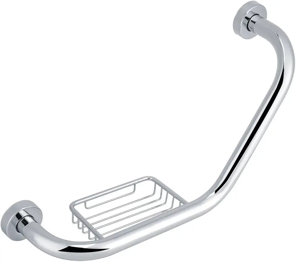 Haltegriff für Dusche, Stange mit Seifenhalter, für Badezimmer, WC, Sicherheitsgriff für Arme, Badewanne, Edelstahl, Handlauf, Badewanne, Dusche, Seifenschale