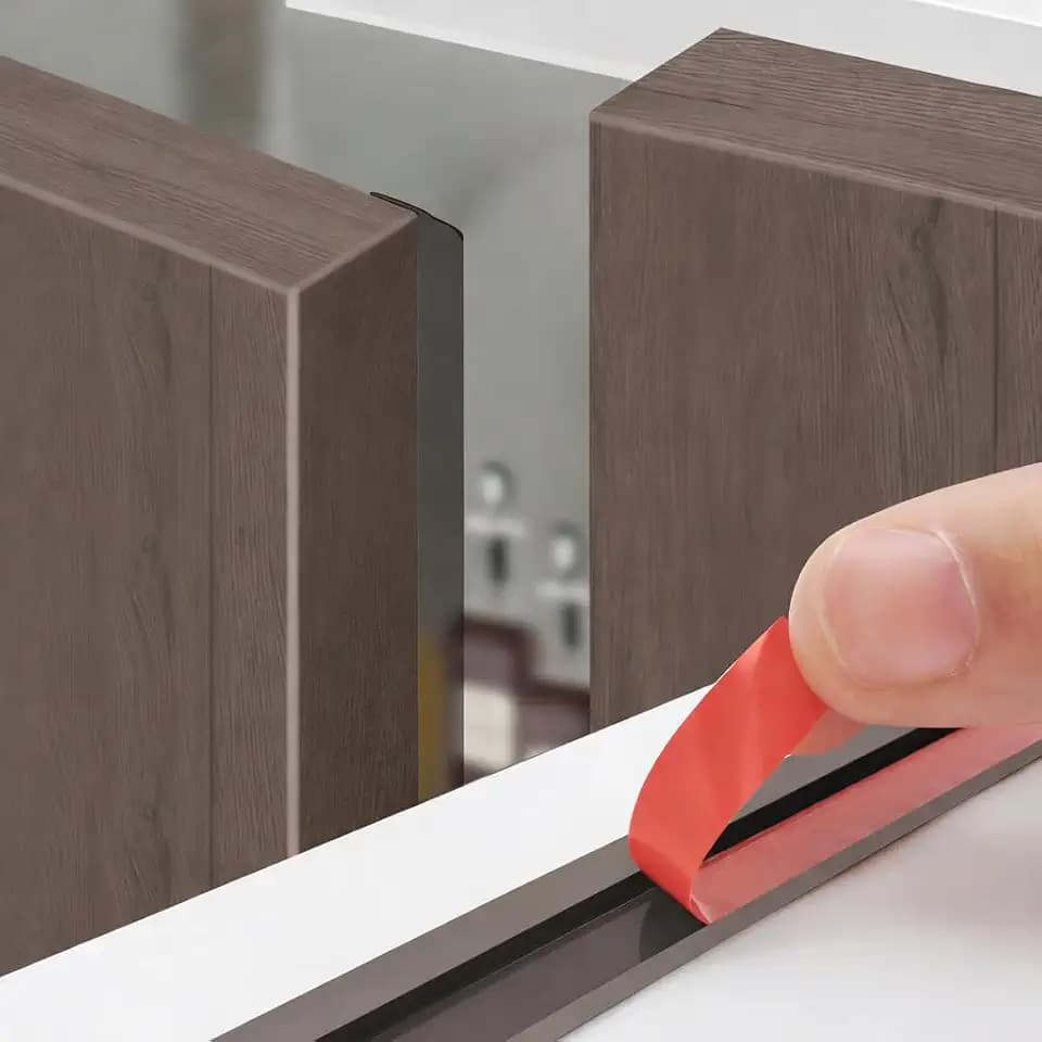 Cabinet Door Seal Strip, 45.9 FT Weather Stripping Gap Filler with Strong Adhesive, Silicone Dustproof Door Seal for Cabinet, Wardrobe & Cupboard (Transparent Brown)