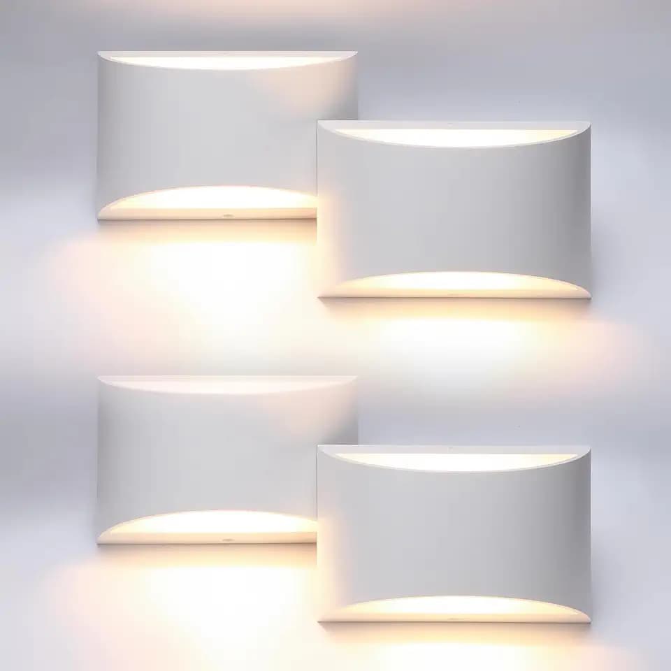 Aipsun 4 Pack Aluminum Modern Indoor LED Wall Sconce Hardwired Interior Wall Lights Up and Down Wall Mount Light for Living Room Bedroom Corridor Conservatory Warm White 3000K(with G9 Bulbs)
