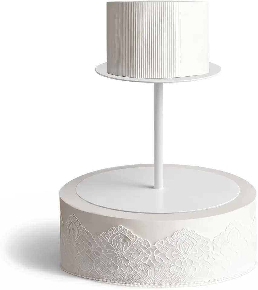 LemonRoad 6''+8'' White Floating Cake Stand 2 Tier Metal Wedding Cake Stand