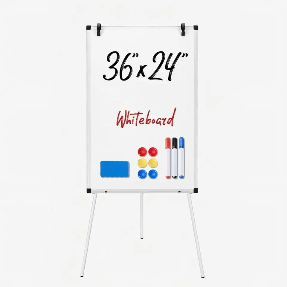 Sweetcrispy 36"x24" White Board, Magnetic Whiteboard, Easel Stand