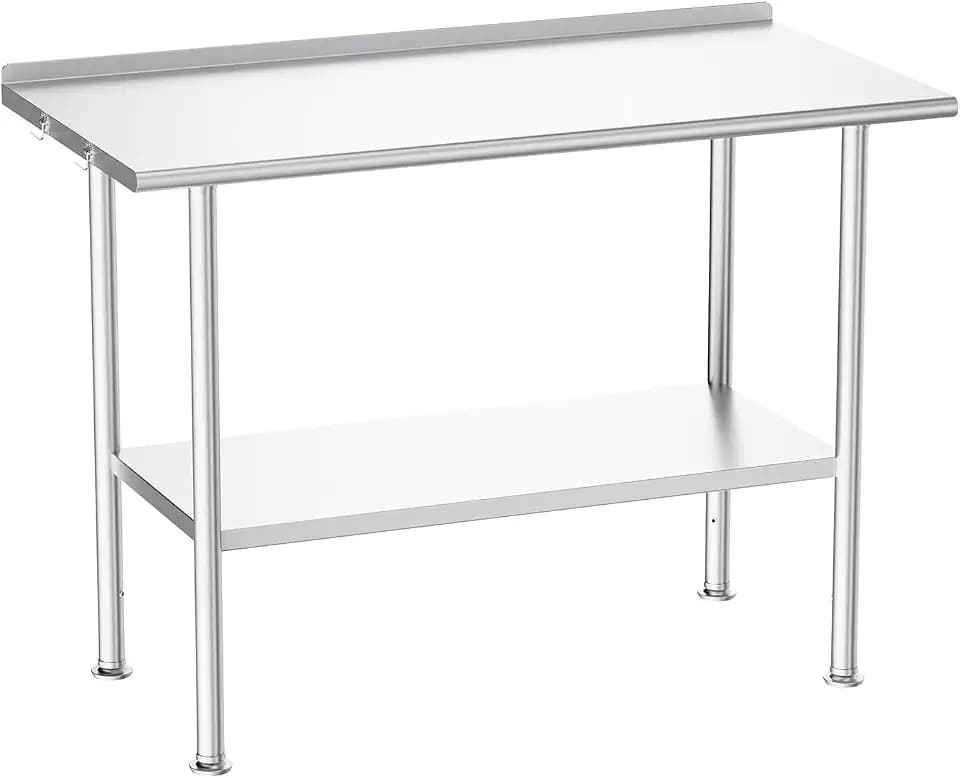Atelicf NSF Stainless Steel Prep Table 24X48 inch with Backsplash