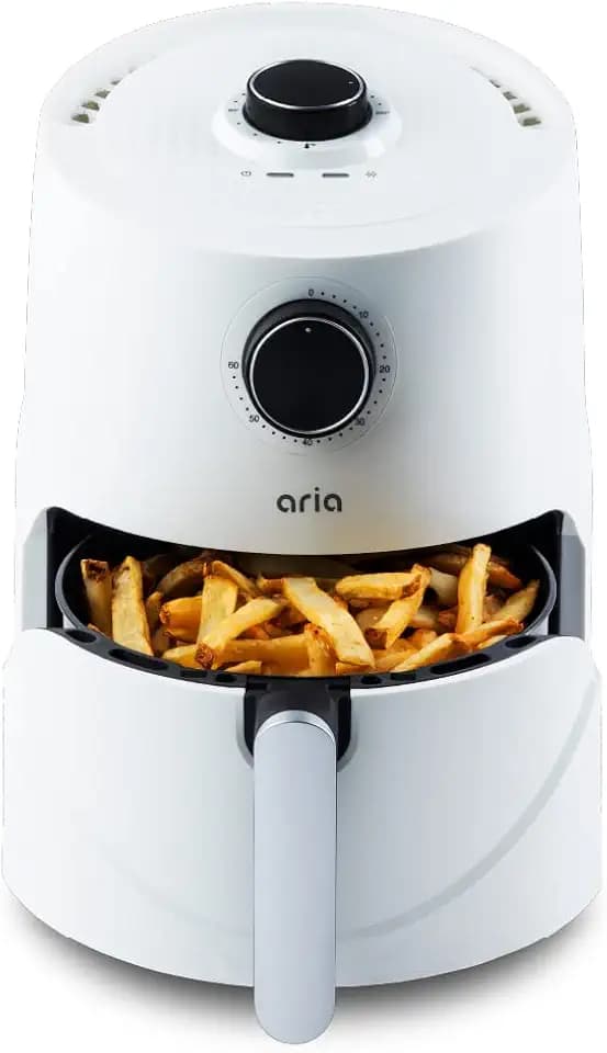 Aria Air Fryers Teflon-Free 3 Qt. Premium Ceramic Air Fryer with Recipe Book, White, (CCW-909)