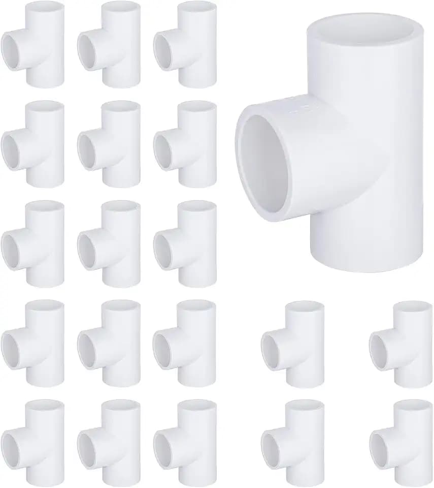 20-Packs 1/2 inch Tee PVC Fitting 3 Way Furniture Grade Pipe Elbow Connector for DIY PVC Shelf Greenhouse Pipe Fittings