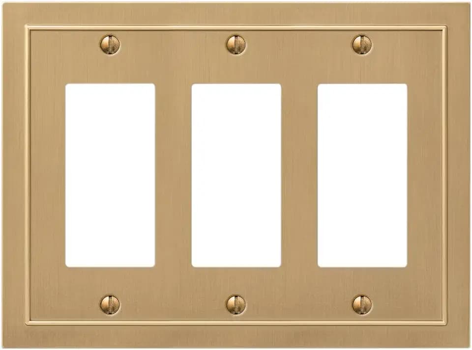 Amerelle 57RRRBZ Bethany Wallplate, 3 Rocker, Cast Metal, Brushed Bronze, 1-Pack