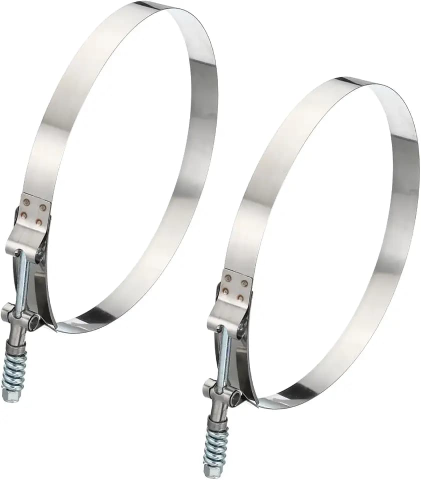 PATIKIL T-Bolt Hose Clamps with Spring, 2 Pack 304 Stainless Steel Adjustable Worm Hose Clamp Working Range 184-192mm(7.25-7.55") for 7" Hose ID