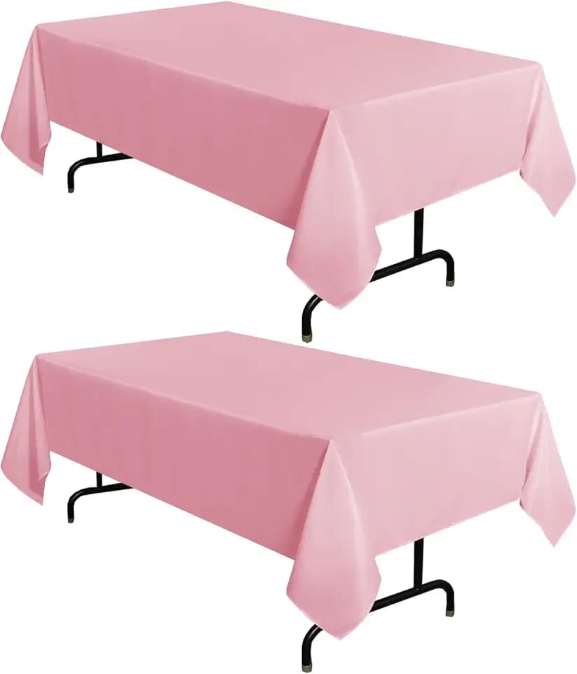 sancua 2 Pack Pink Tablecloths 60x102 Inch for 6 Feet Rectangle Tables