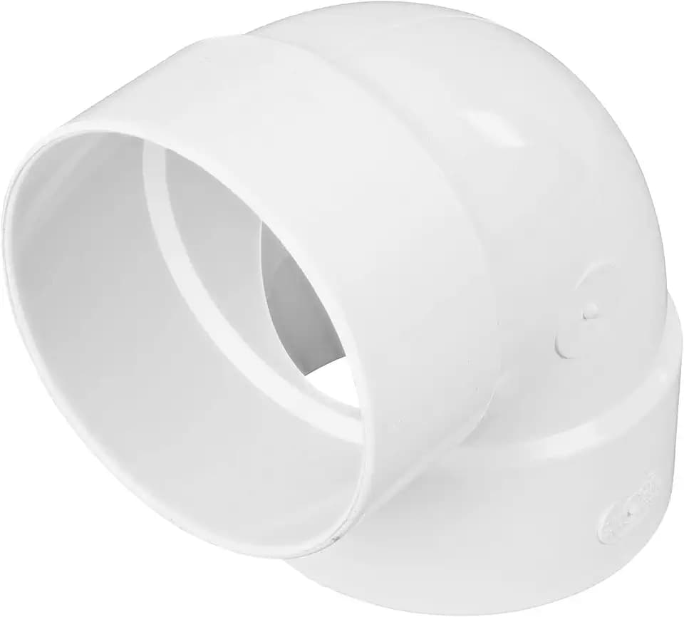 NDS 4P02 PVC 90-Degree Elbow, 4-Inch, for Hub X Hub Solvent-Weld Connections, for Use with 4-Inch Sewer and Drain Pipes, White
