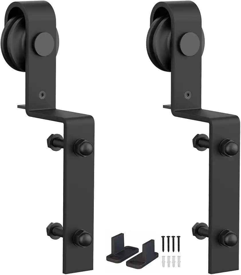ZEKOO Sliding Barn Door Hardware Hangers, Bypass Rollers, 2 pcs, J-Shape
