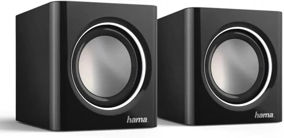 Hama Notebook-Lautsprecher Sonic Mobil 185 mit 3,5 mm Klinkenstecker | Lautsprecher schwarz-silber, für Smartphone/Tablet, mit 3,5-mm-Klinkenstecker