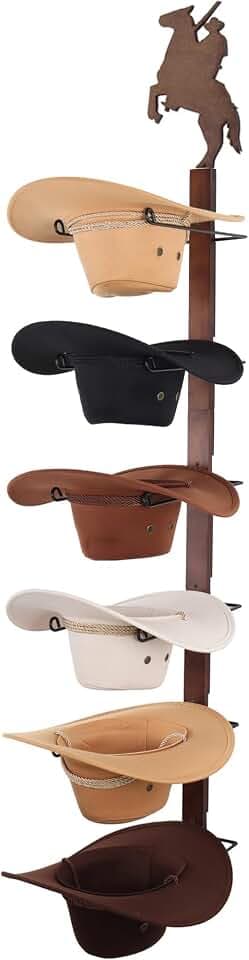 Cowboy Hat Rack for Wall, Cowboy Hat Holder, Western Couple Design, 6 Hooks