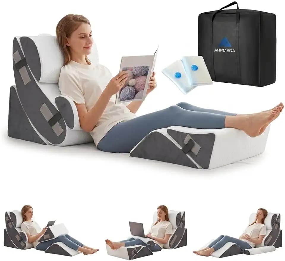 Ahpmeoa 6PCS Wedge Pillow Set for After Surgery, Sit Up Pillow, White