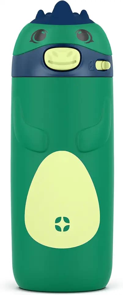 Ello Ellies 12oz Stainless Steel Leakproof Kids Water Bottle, Dino