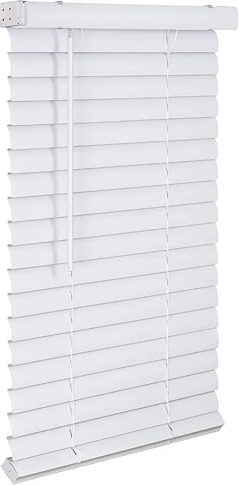 LOTUS & WINDOWARE Cordless 2" Premium Vinyl Mini Blind, 48" Wide x 96" Long, White, Smooth, Room Darkening, Horizontal Blinds for Living Room, Bedroom, Interior Door Windows
