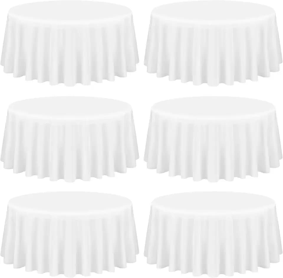 Showgeous 90 Inch White Round Tablecloths, Polyester Table Covers