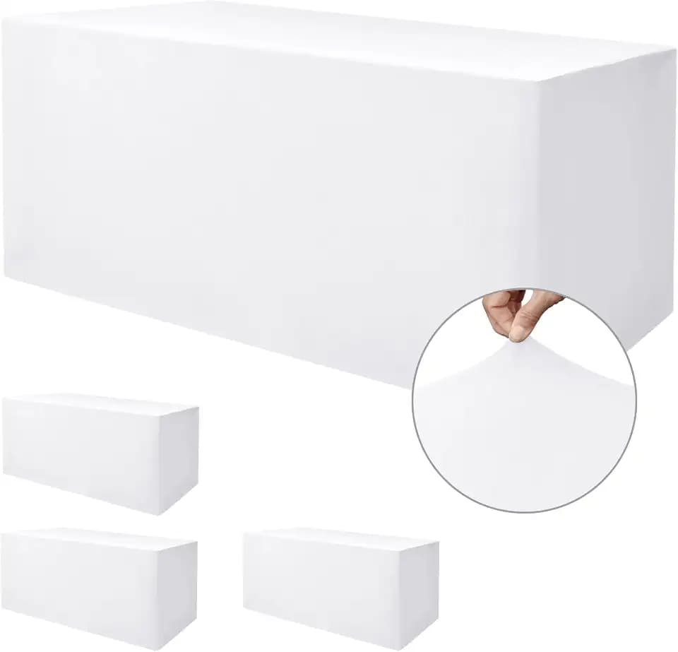 Rectangle Spandex Fitted Tablecloths For Vendor 4 Pcs 72X30 Inch White