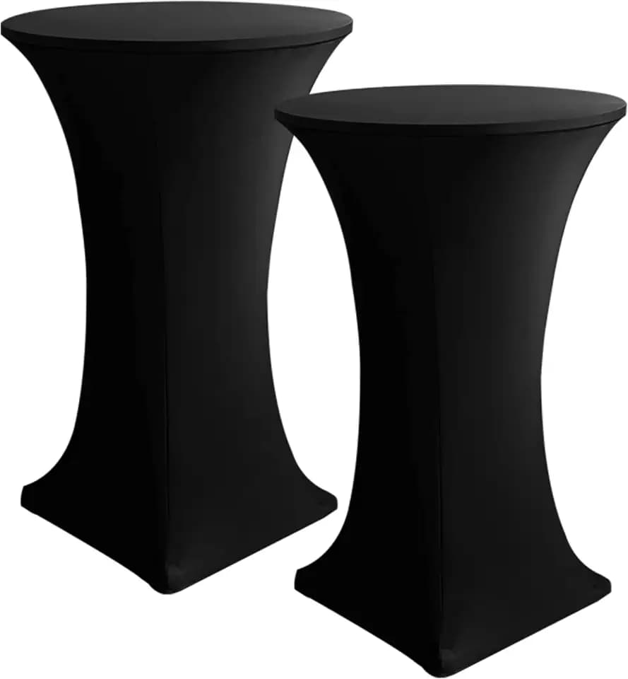 Spandex Black Cocktail Table Covers for 30-32 Inch High Top Pub 2 Pack