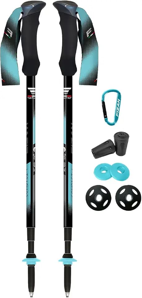 Fizan Compact 4 Trekking Poles – 6.0 oz Ultralight, Backpacking, Thru Hiking Poles, Adjustable, Collapsible, Customized Fit, EVA Grips, Aluminum Walking Sticks (Compact 4)