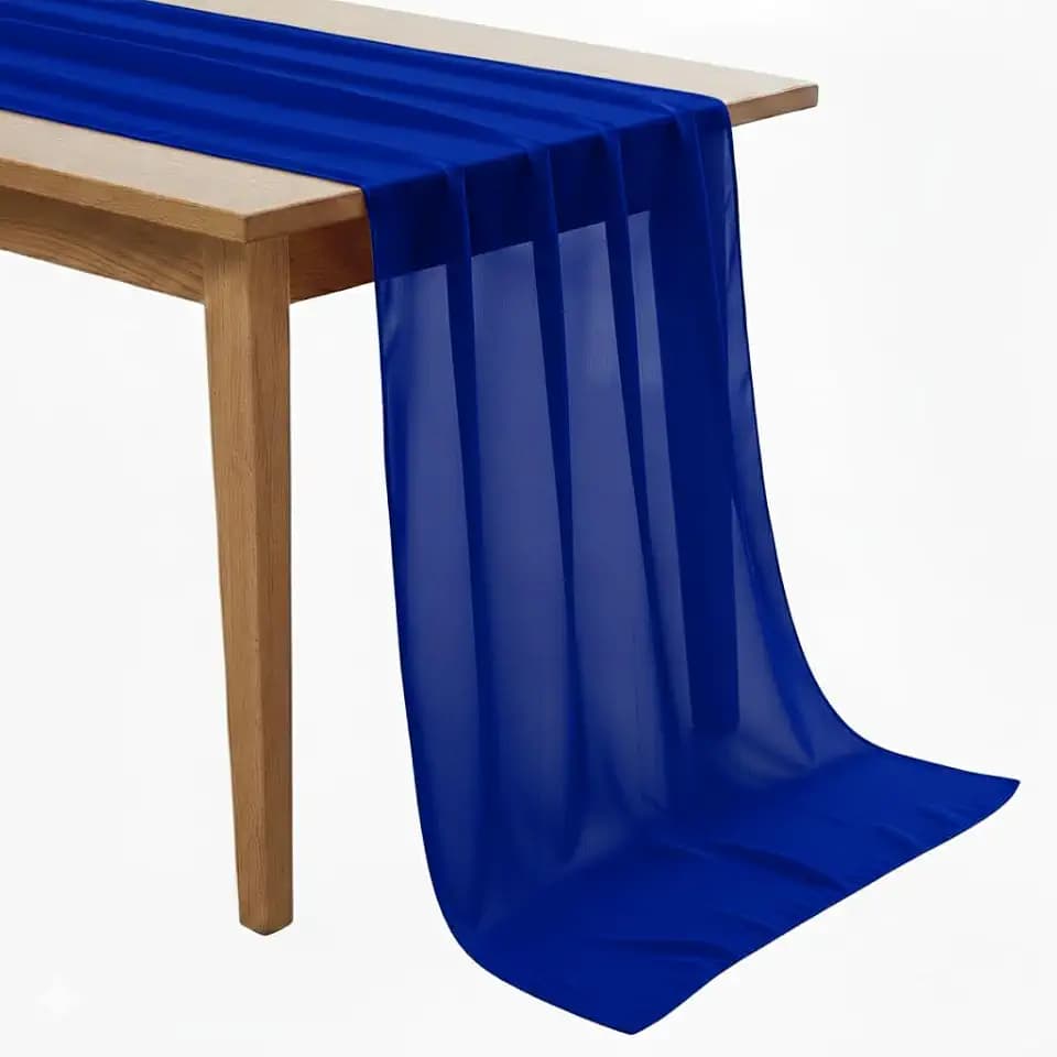 MDS Pack of 5 | Royal Blue | 10ft Chiffon Table Runner 29x120 Inches Long Romantic Rustic Sheer Gauze Runner for Wedding Bridal Shower Birthday Banquets Engagement Spring Easter Boho Decorations