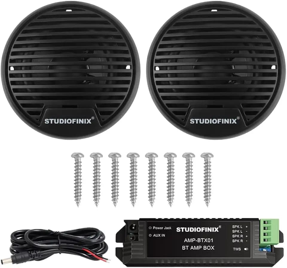 STUDIOFINIX 3"-Marine-Bluetooth-Lautsprecher für Boot, Motorrad, Whirlpool, SPA – 140W wasserdicht (Schwarz)