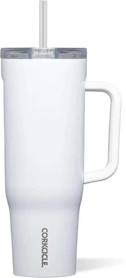 Corkcicle Cruiser Tumbler with Handle & Straw, 40 oz, White