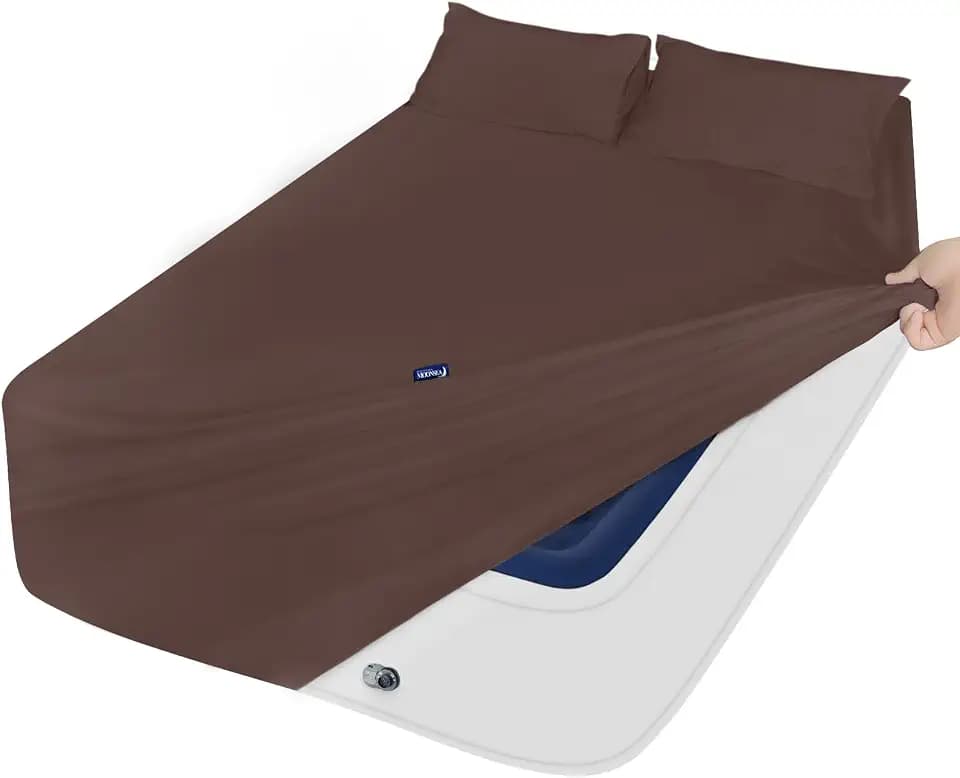 Queen Sheet Set for Air Mattress, Sheets Queen Size Bed Set 3Pcs, Brown