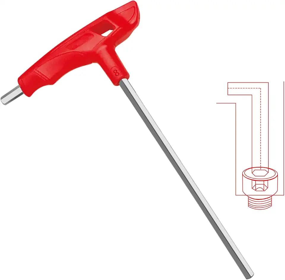 WISEUP 8mm t handle allen wrench set Metric,CR-V heavy duty hex key set with long arm