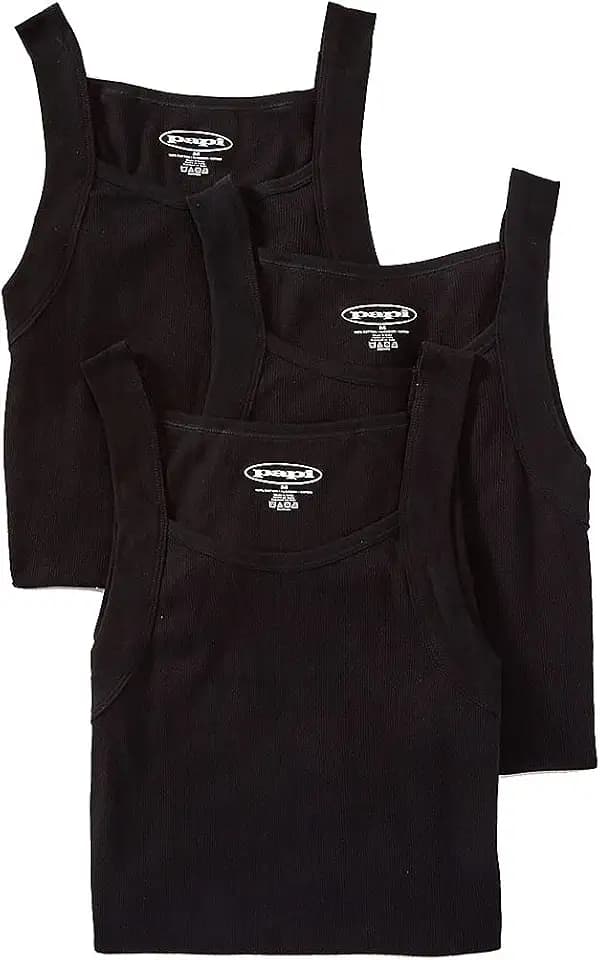 Papi Men's 3-Pack Cotton Square Neck Undershirt Tank Top