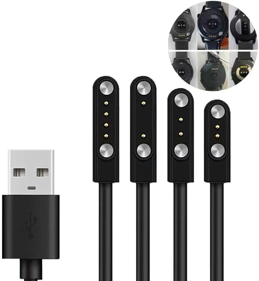 BRAVECOW Watch-Ladegerät Magnetisches Smartwatch-Zubehör USB-Kabel 2/4-poliges magnetisches Saugladegerät Adsorption USB-Datenleitung für Smart Watch (2.84mm 2Pin)