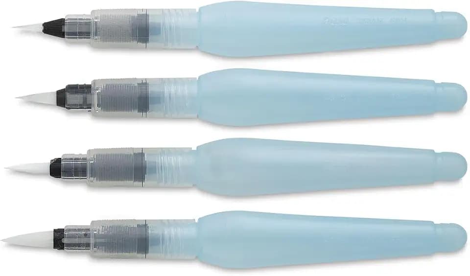 Pentel Arts Aquash Water Brush Assorted Tips, Pack of 4 (FRHBP4M)
