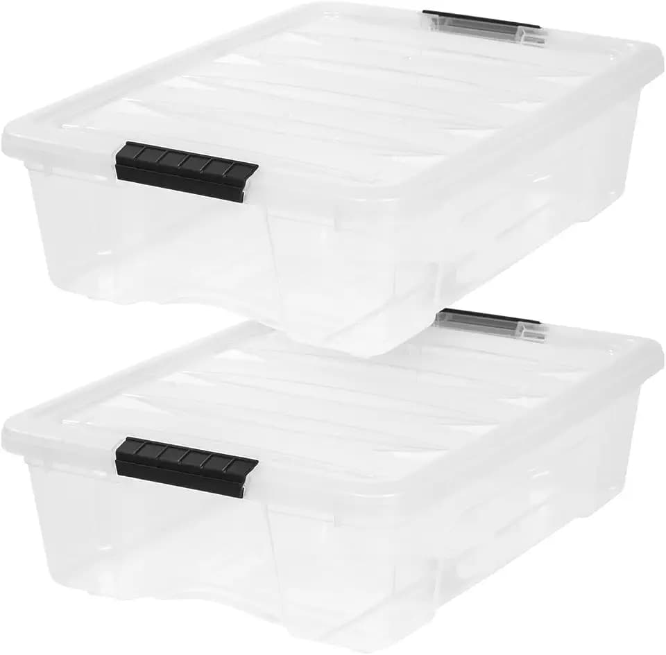 IRIS USA 2-Pack 27 Quart Storage Bins with Lids, Clear