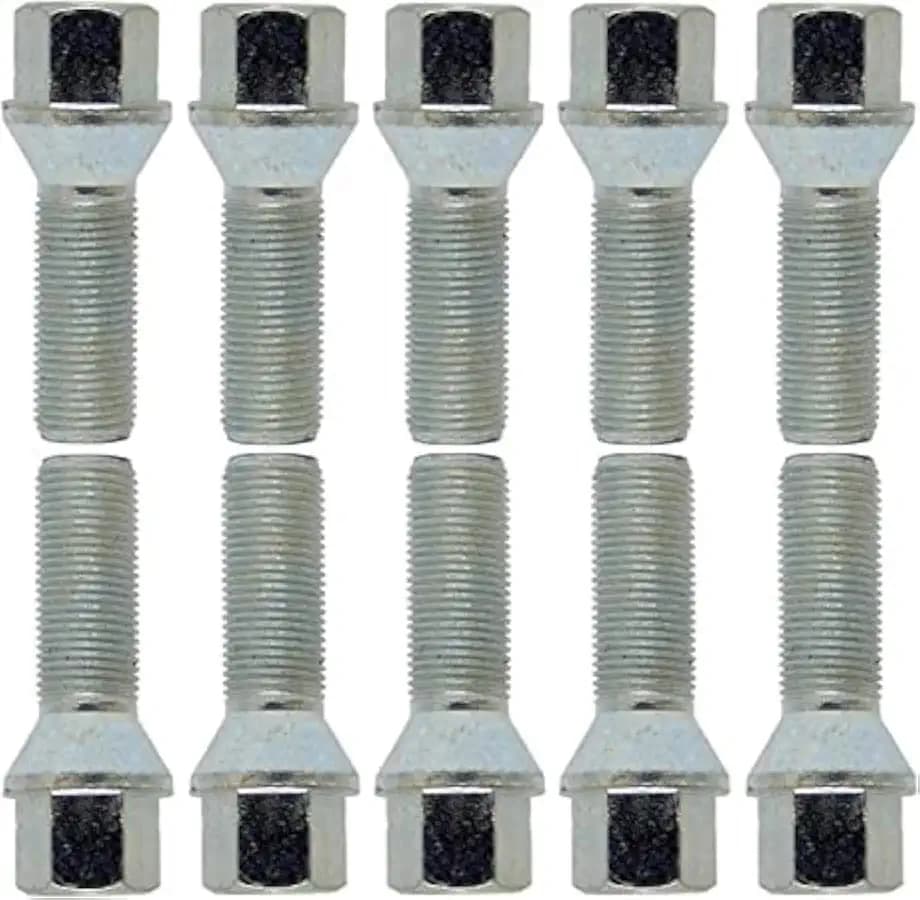 Tracer 10x Radschrauben M12x1,5 45mm - Radbolzen Kegelbund Silber HEX17
