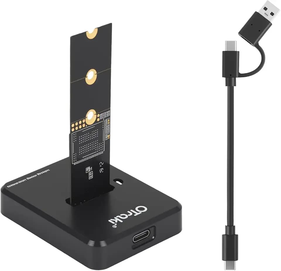 OTraki M.2 SSD Gehäuse Extern 10Gbps, USB 3.1 Gen2 M.2 NVMe & SATA Adapter, M2 Festplatten Docking Station mit Typ-C Kabel Gehäuse für M-Key B+M Key NGFF SSD 2230 2242 2260 2280