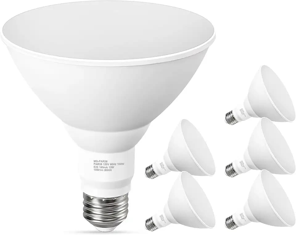 GvvooHome PAR38 LED Outdoor Flood Light Bulbs, 100W Equivalent, 3000K Warm White, 1050LM, 13W Dimmable, Waterproof LED Floodlight for Porch Yard Garage, E26 Base, 15,000 Hrs, 6 Pack