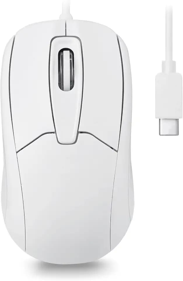 Perixx PERIMICE-209CW Optische kabelgebundene USB-C Maus – 150 cm Kabel – 1000 DPI – Weiß