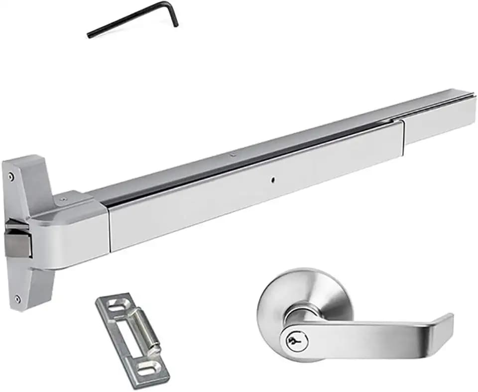 Dynasty Push Bar Panic Exit Device, Painted Aluminum, Exterior Lever