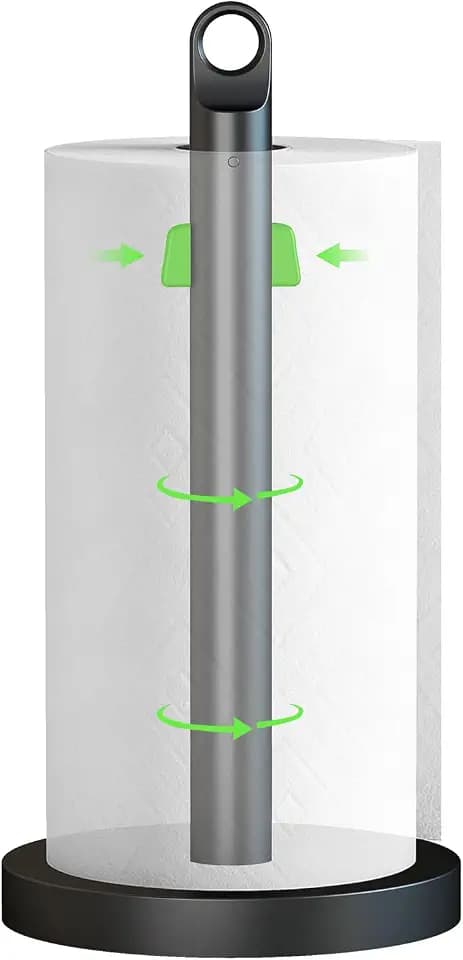 Paper Towel Holder Countertop with Weighted Base Heavy Duty One-Handed Tear
