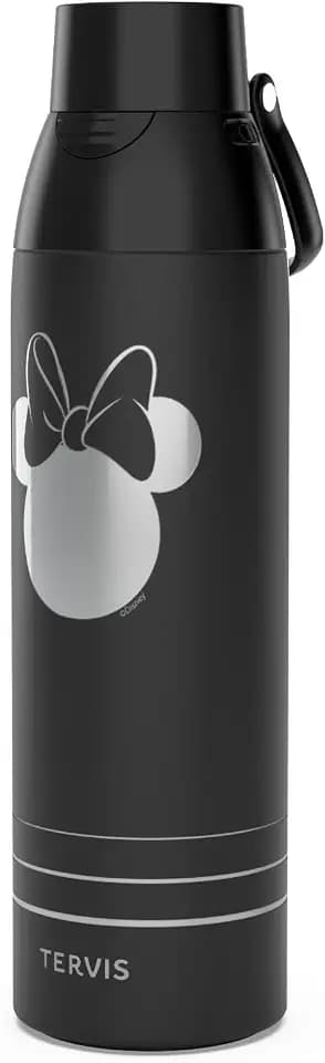 Tervis Venture Water Bottle Disney - Minnie Mouse Engraved Sillhouette Made in USA Double Walled Insulated Tumbler Travel Cup Keeps Drinks Cold & Hot, 26oz, Stainless Steel